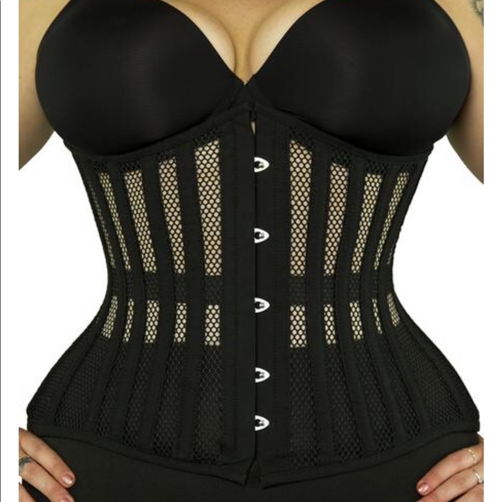 Black Mesh Underbust Waist Trainer Corset - Women Shapewear
